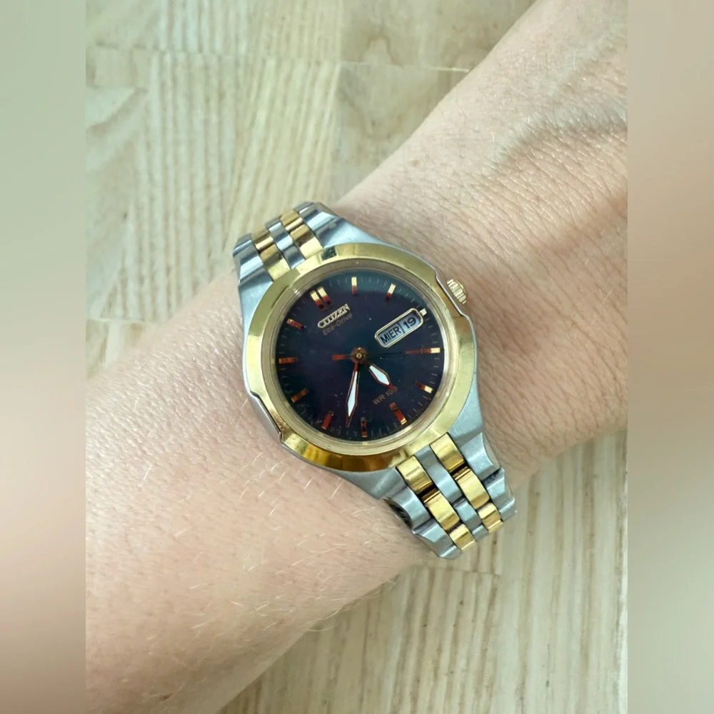 Citizen eco-drive ladies blue dial two toned solar power dress watch